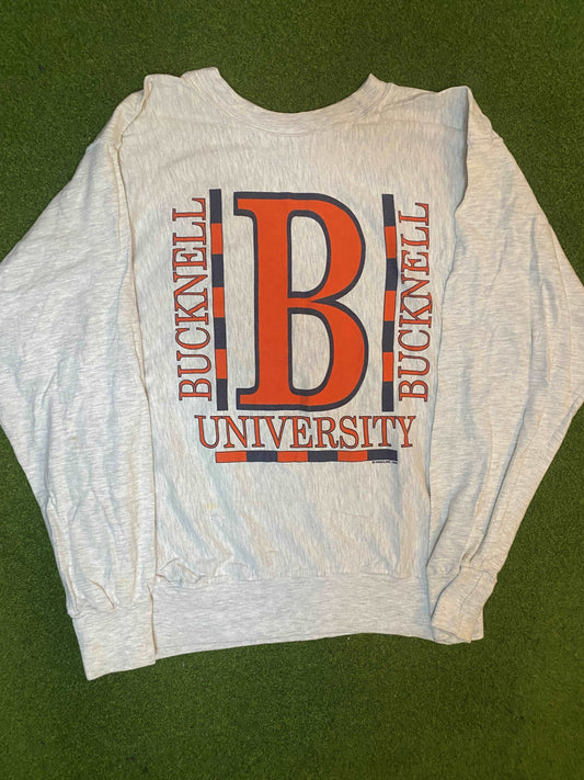 1990 Bucknell Bison - Vintage University Long Sleeve Shirt (Medium) Gametime Vintage