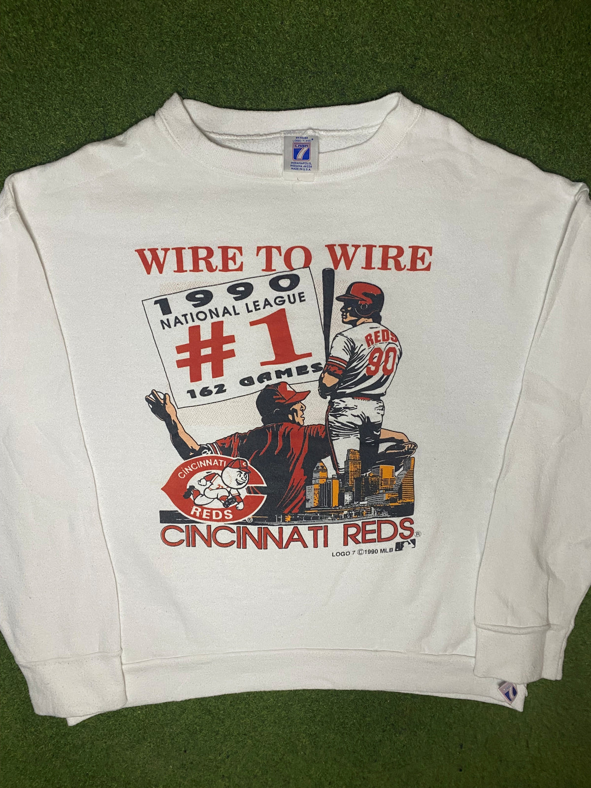 1990 Cincinnati Reds - #1 NL - Vintage MLB Sweatshirt (Large) - Gametime Vintage