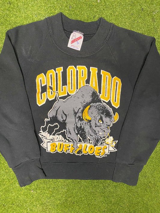 1990 Colorado Buffaloes - Vintage College Sweatshirt (Youth Small) - Gametime Vintage