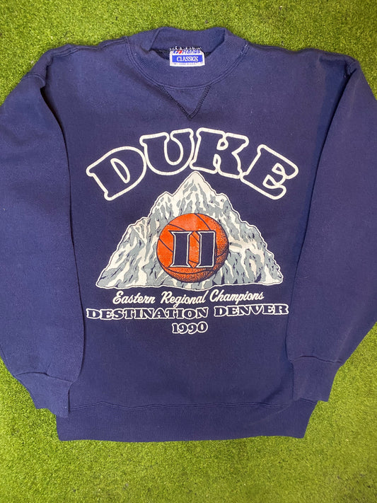 1990 Duke Blue Devils - Final Four Denver - Vintage College Basketball Sweatshirt (Medium) 