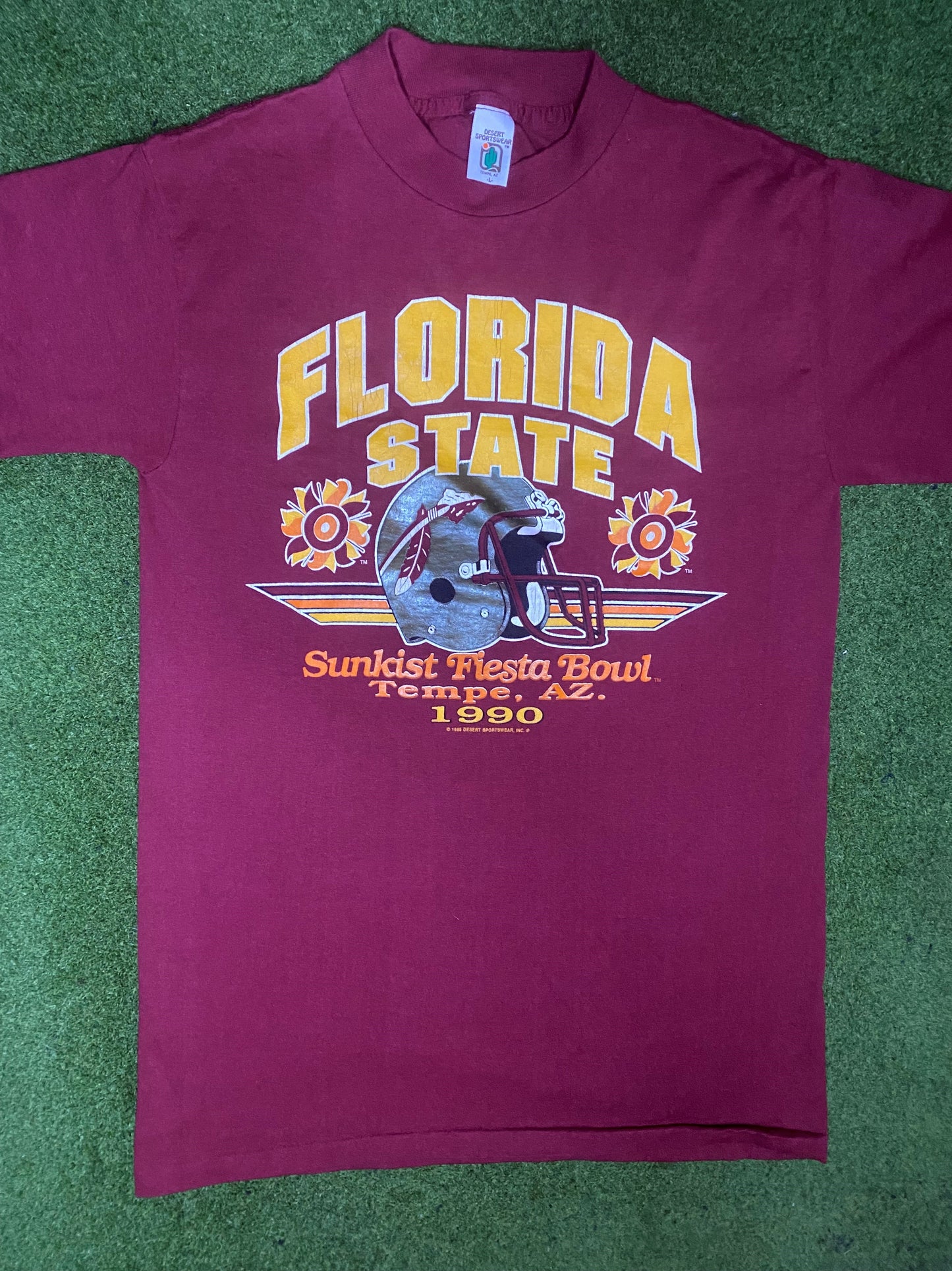 1990 Florida State Seminoles - Fiesta Bowl - Vintage College Football T-Shirt (Large) Gametime Vintage