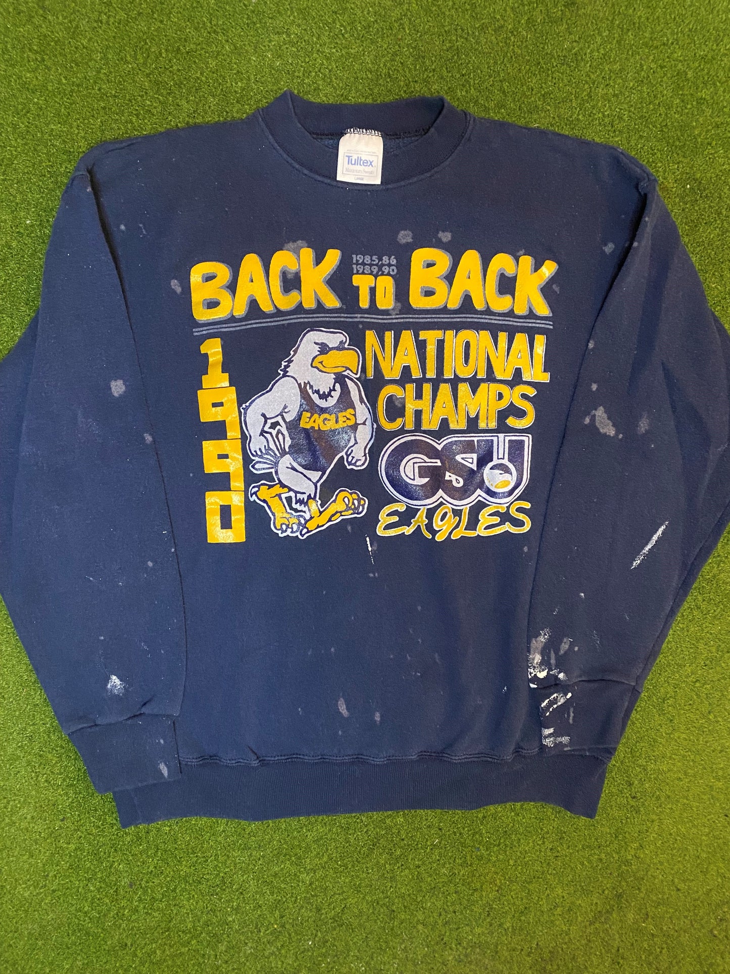 1990 Georgia Southern Eagles - Back to Back National Champions - Vintage College Sweatshirt (Large) Gametime Vintage