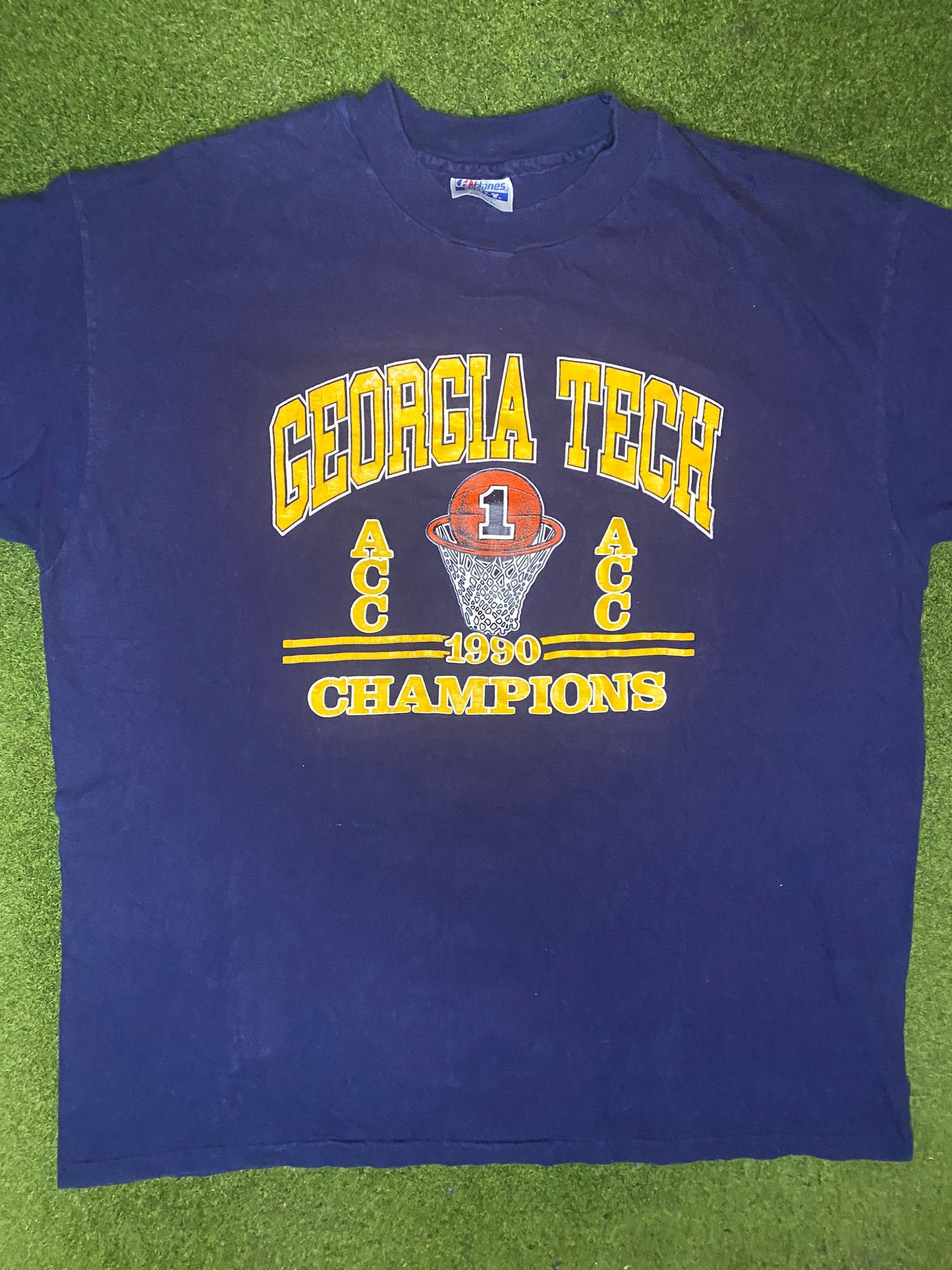 1990 Georgia Tech Yellow Jackets - ACC Champions - Vintage College T-shirt (2XL)