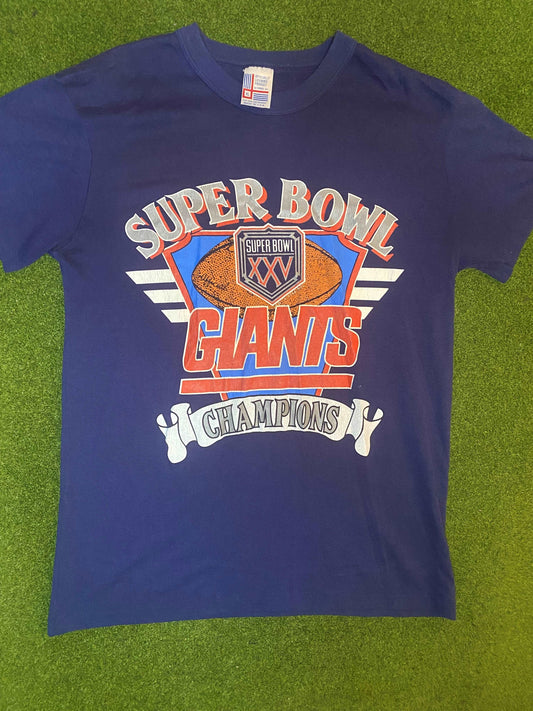 1990 New York Giants - Super Bowl XXV Champions - Vintage NFL T-Shirt (XL) Gametime Vintage