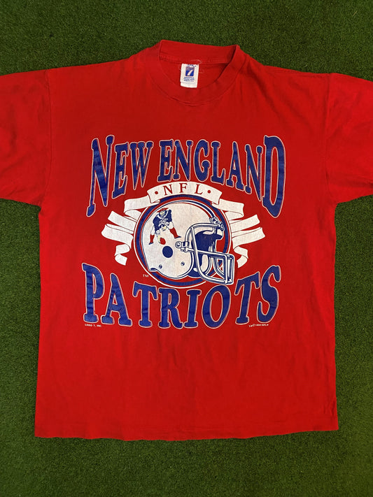 1990 New England Patriots - Vintage NFL T-Shirt (Large)