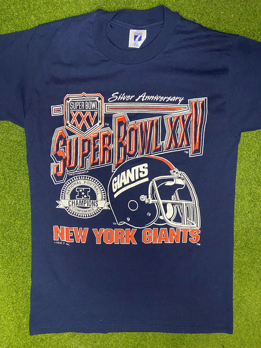 1990 New York Giants - Super Bowl XXV - Vintage NFL T-Shirt (Medium) - Gametime Vintage
