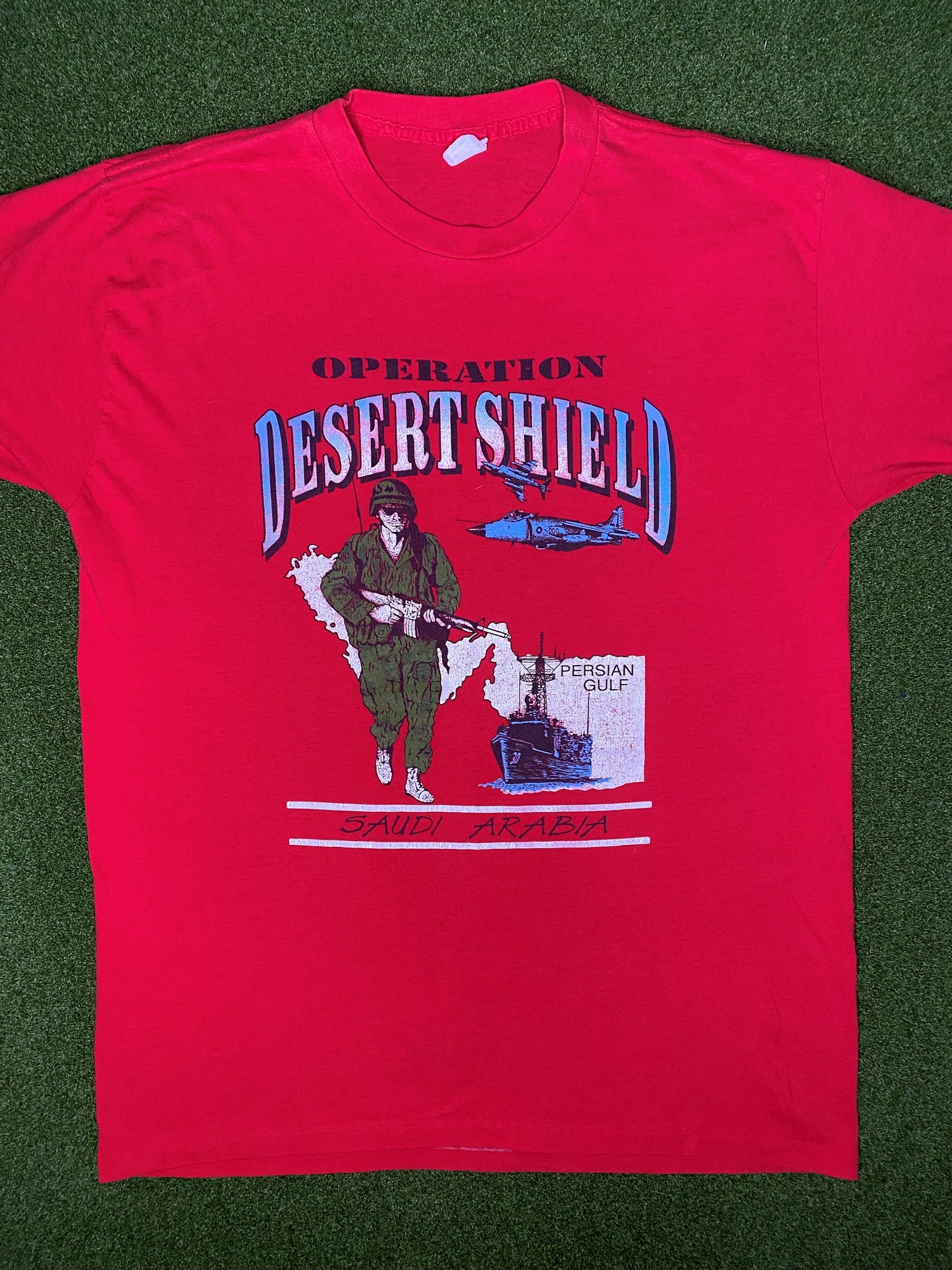 1990 Operation Desert Shield - Saudia Arabia - Vintage Military T Shirt (XL)
