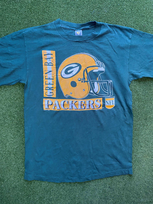 1990 Green Bay Packers - Big Logo - Vintage NFL Tee Shirt (Large)