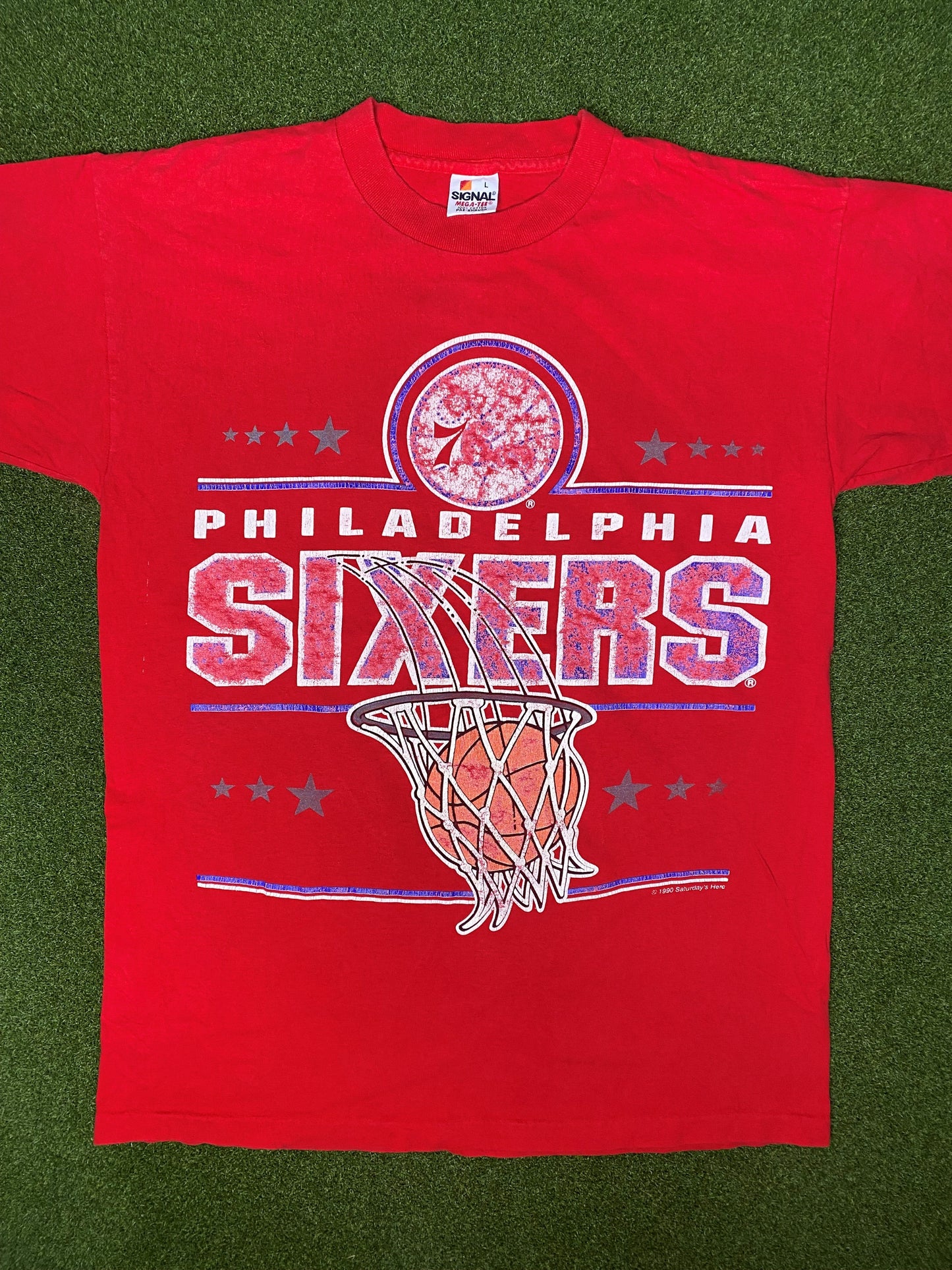 1990 Philadelphia 76ers - Vintage NBA T Shirt (Large)