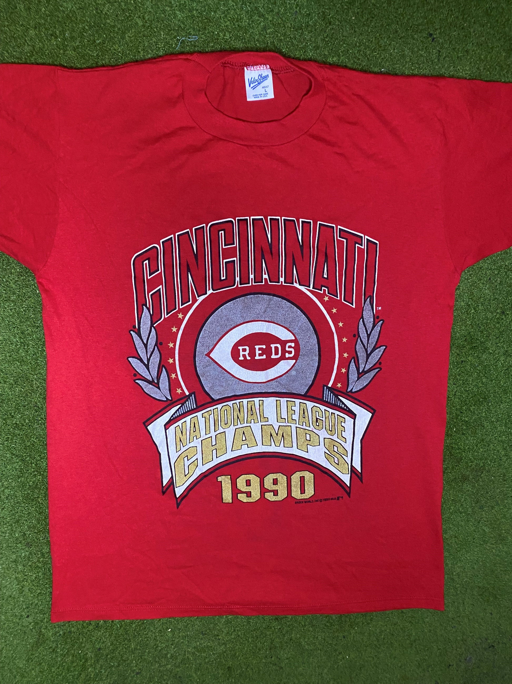 1990 Cincinnati Reds - NL Champs - Vintage MLB T-Shirt (Large)