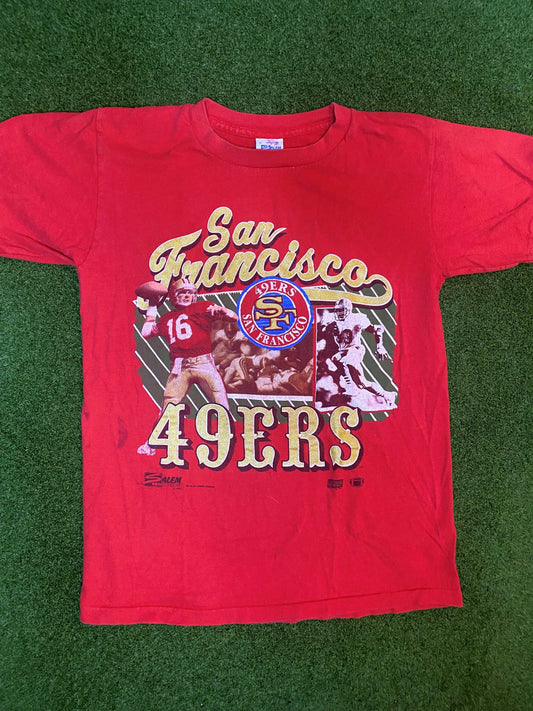 1990 San Francisco 49ers - Ft. Joe Montana - Vintage NFL T-Shirt (Small) Gametime Vintage