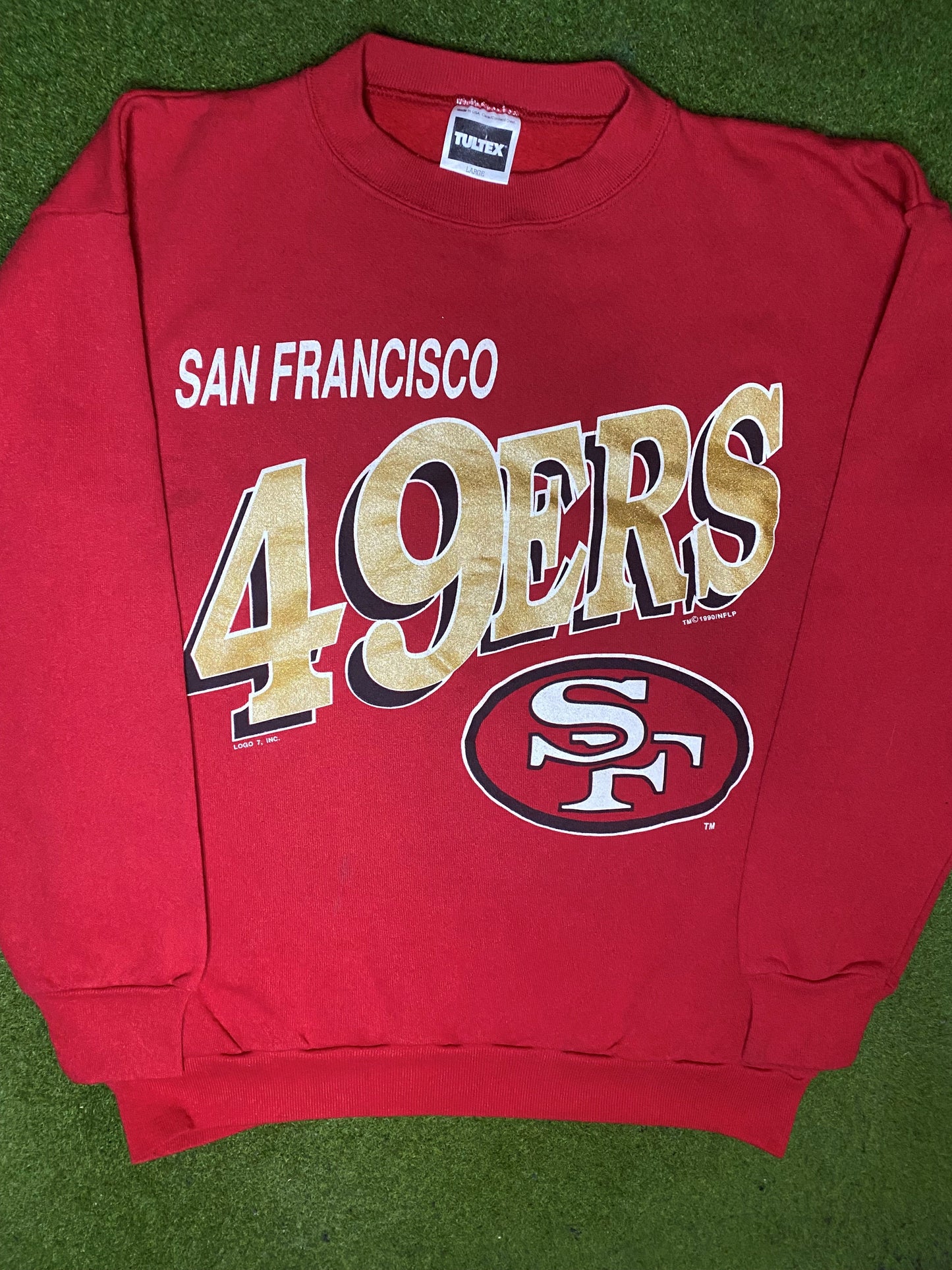 1990 San Francisco 49ers - Vintage NFL Sweatshirt (Large) - Gametime Vintage