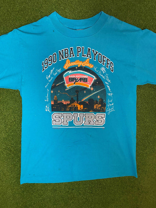 1990 San Antonio Spurs - NBA Playoffs - Vintage NBA T-Shirt (Large) Gametime Vintage