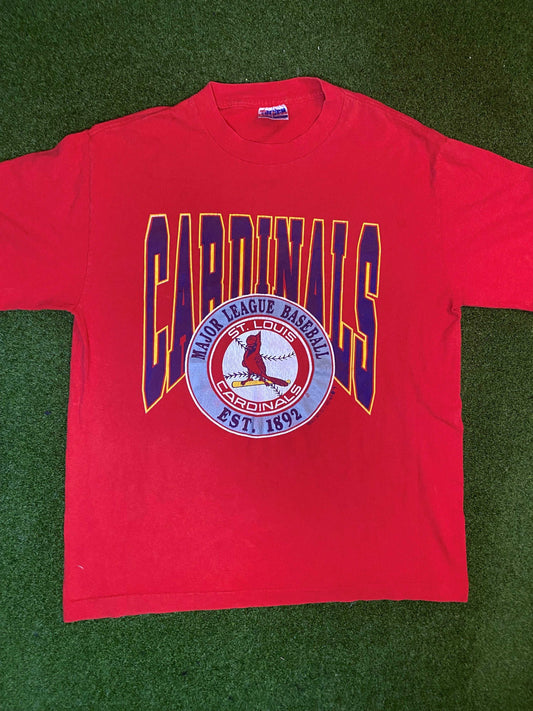 1990 St. Louis Cardinals - Big Logo - Vintage MLB Tee Shirt (Large)