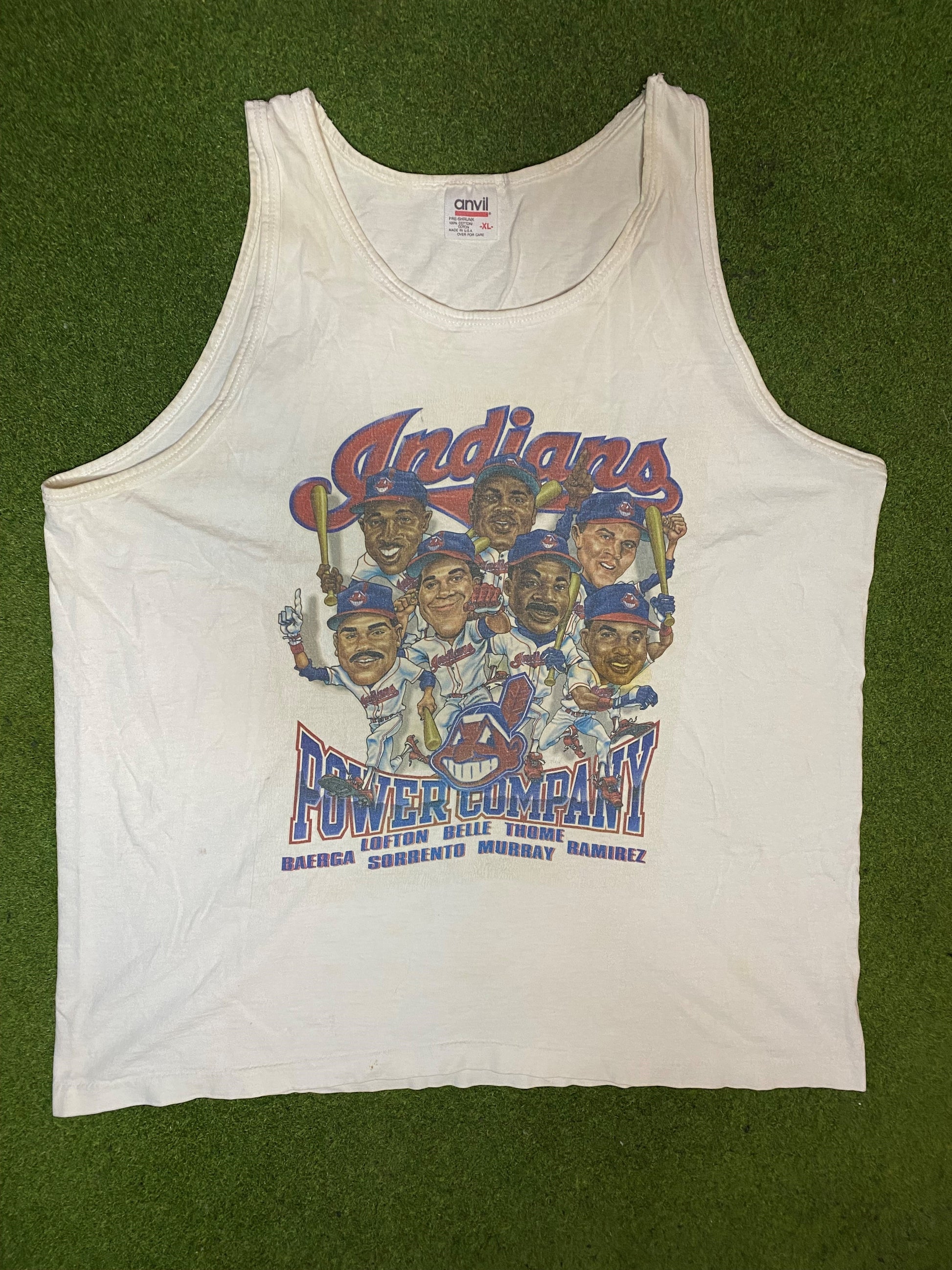 1990 Cleveland Indians - Roster Caricature - Vintage MLB Tank (XL) 