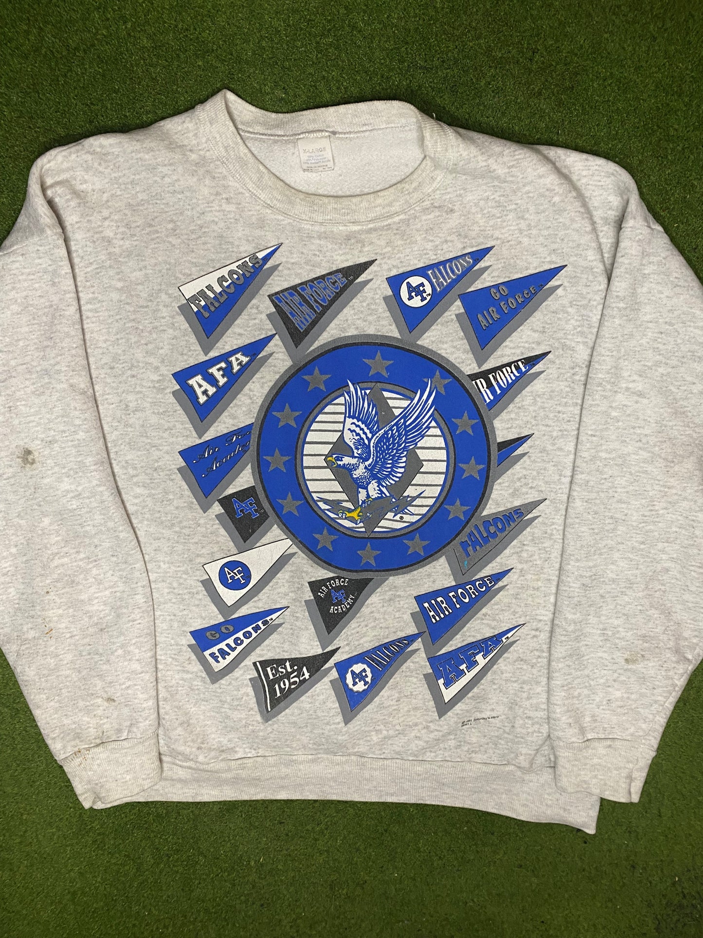 1991 Air Force Falcons - Vintage Military College Sweatshirt (XL) - Gametime Vintage