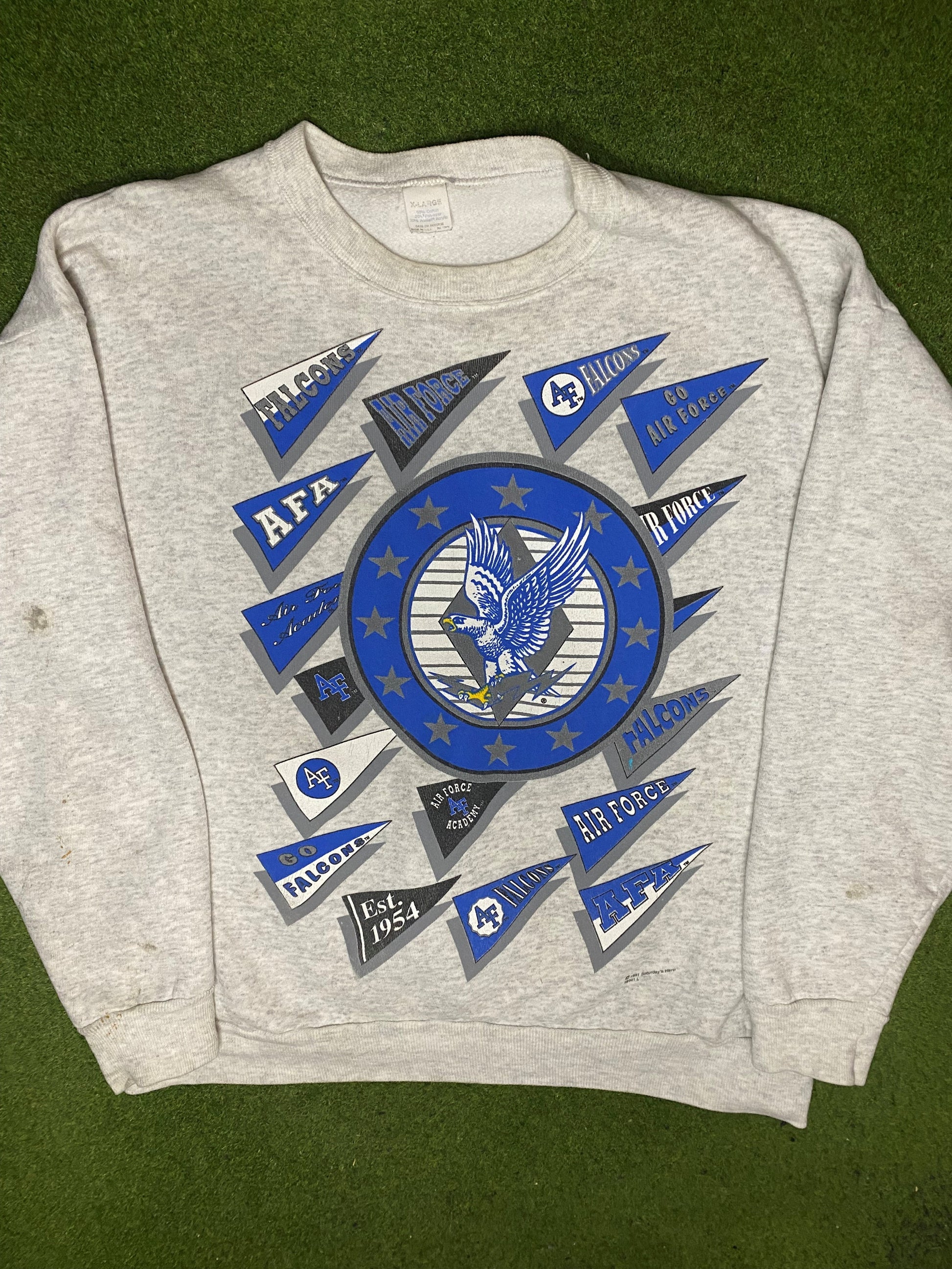 1991 Air Force Falcons - Vintage Military College Sweatshirt (XL) - Gametime Vintage