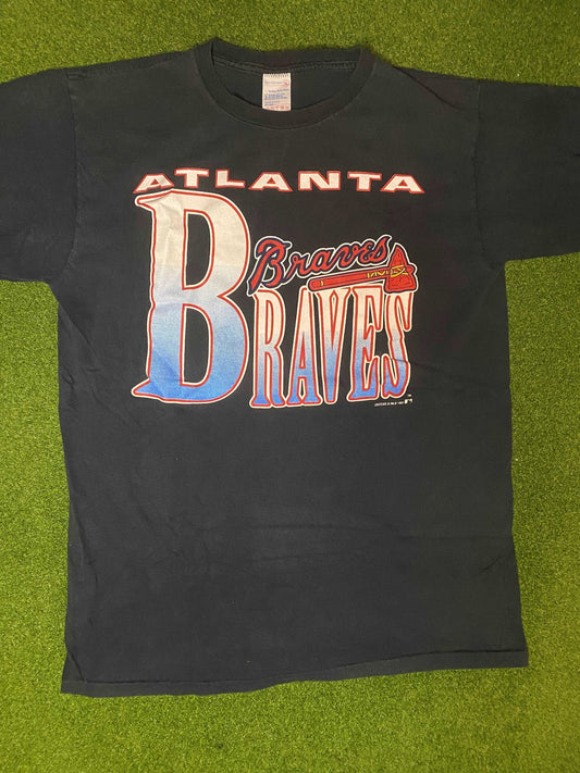 1991 Atlanta Braves - Big Logo - Vintage MLB Tee Shirt (XL) Gametime Vintage