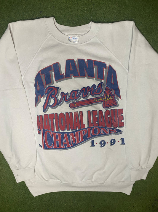 1991 Atlanta Braves - NL Champions - Vintage MLB Sweatshirt (XL) - Gametime Vintage