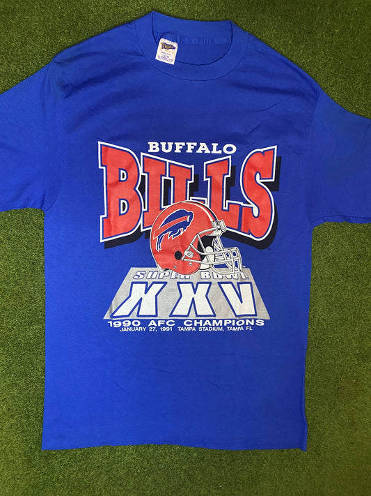 1991 Buffalo Bills - Super Bowl XXV - Vintage NFL T-Shirt (Large)