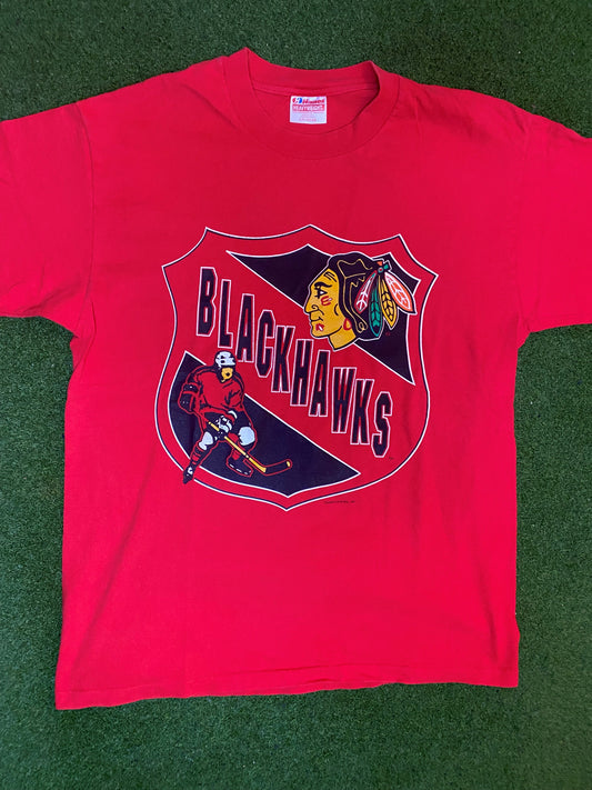 1991 Chicago Blackhawks - Vintage NHL T-Shirt (Large)