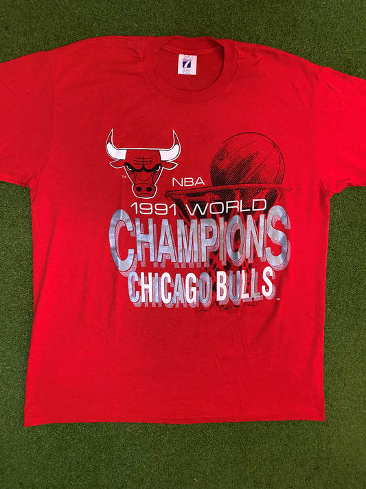 1991 Chicago Bulls - World Champions - Vintage NBA T-Shirt (XL)