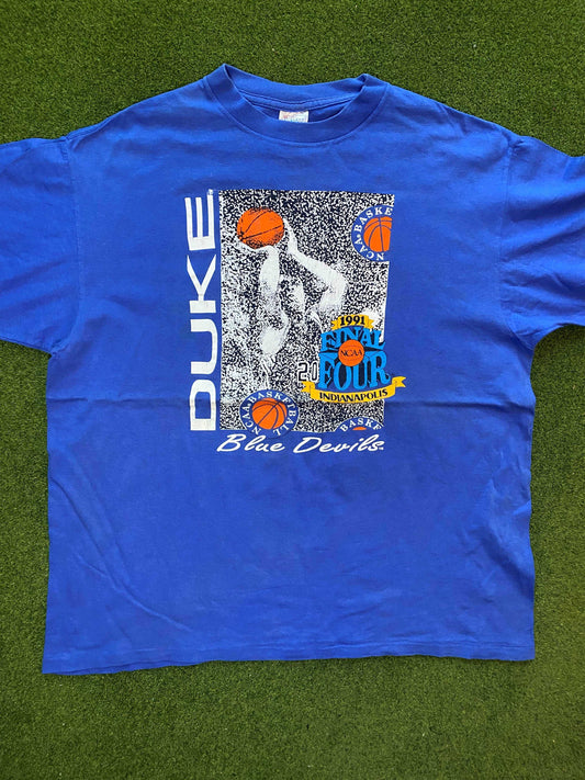 1991 Duke Blue Devils - Final Four - Vintage College Basketball T-Shirt (XL)