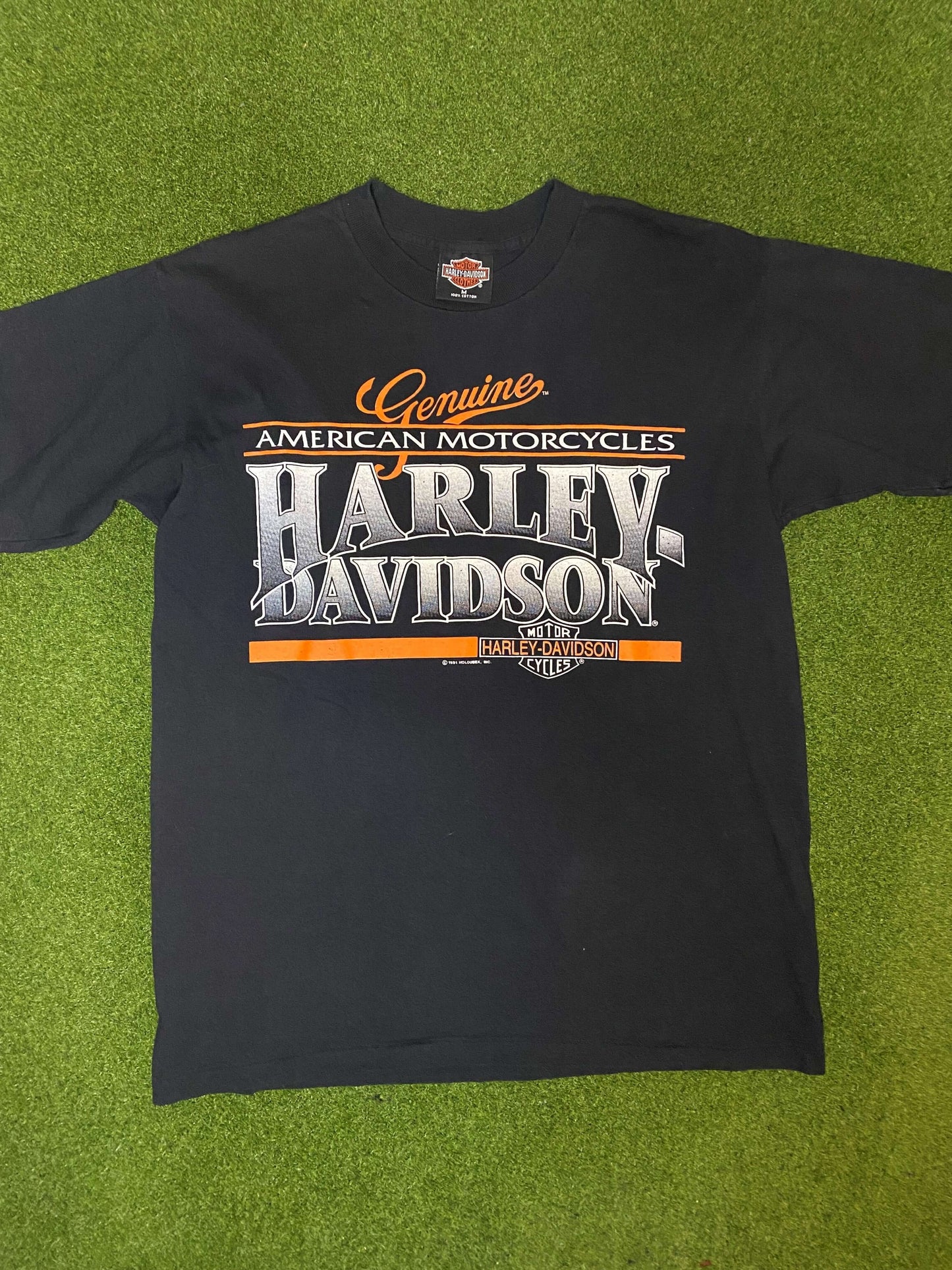 1991 Harley Davidson - Ft. Pierce, Florida - Double Sided - Vintage Harley Davidson Tee Shirt (Medium) Gametime Vintage