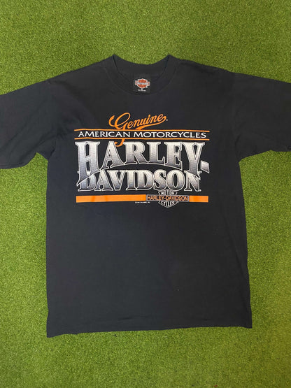 1991 Harley Davidson - Ft. Pierce, Florida - Double Sided - Vintage Harley Davidson Tee Shirt (Medium)