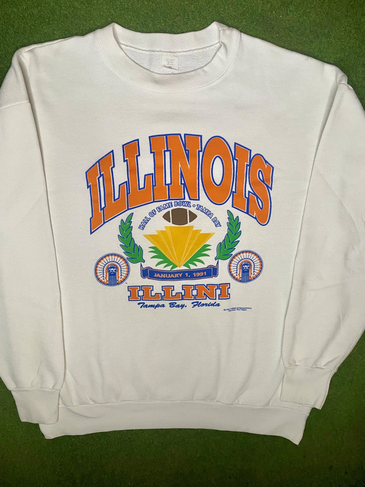 Sudadera universitaria vintage (XL) - Illinois Fighting Illini de 1991 - Hall Of Fame Bowl