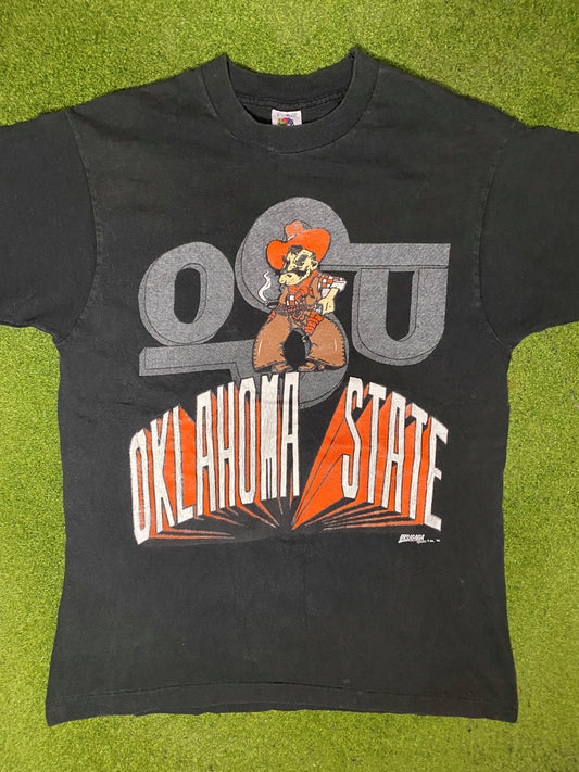 1991 Oklahoma State Cowboys - Vintage College T Shirt (Large)