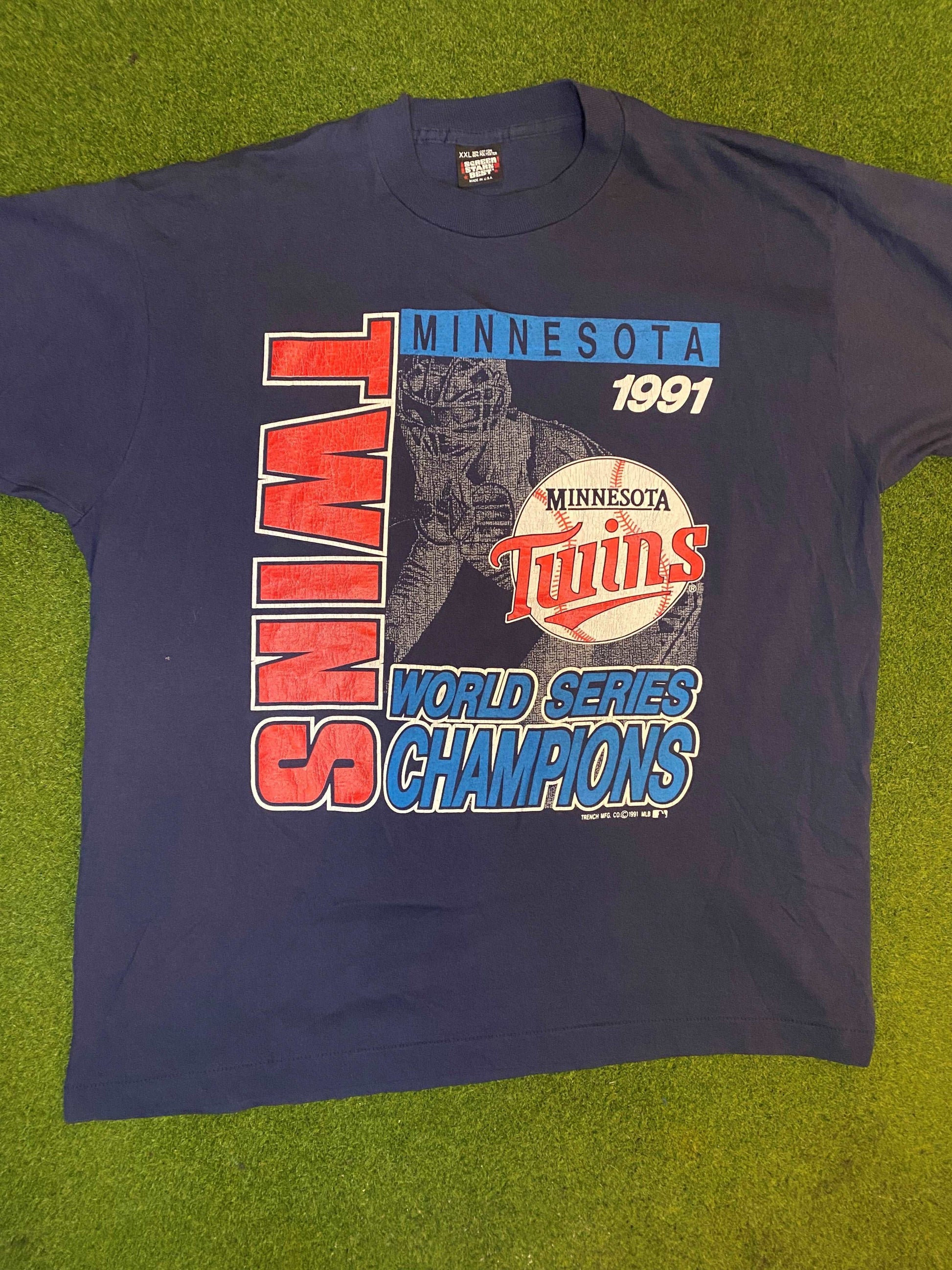 1991 Minnesota Twins - World Series Champions - Vintage MLB T-Shirt (2XL)