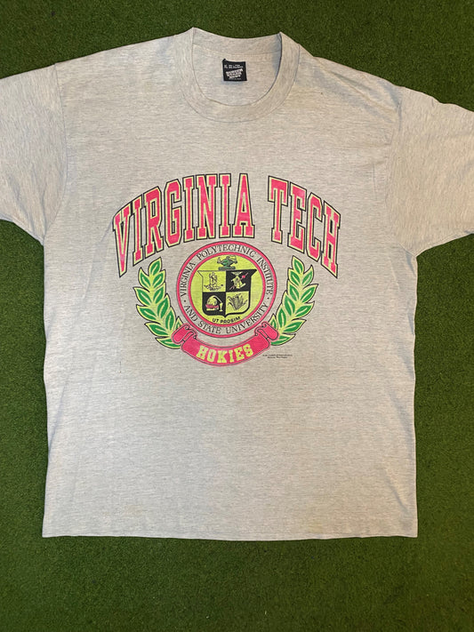 1991 Virginia Tech Hokies - Vintage University T-Shirt (XL) - Gametime Vintage