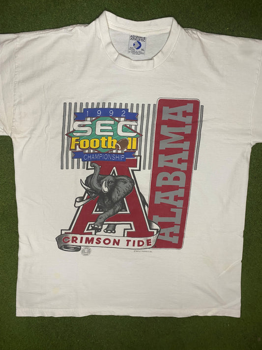 1992 Alabama Crimson Tide - SEC Champions - Vintage College T-Shirt (XL) Gametime Vintage