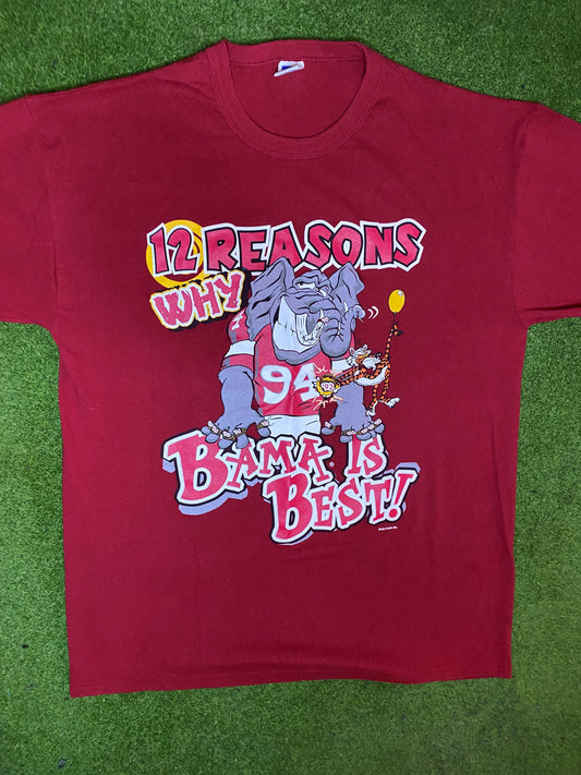 1992 Alabama Crimson Tide - 12 Reasons Why Bama is Better - Vintage College Football T-Shirt (Large) 