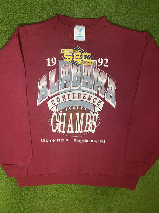 1992 Alabama Crimson Tide - SEC Champs - Vintage College Sweatshirt (Large)