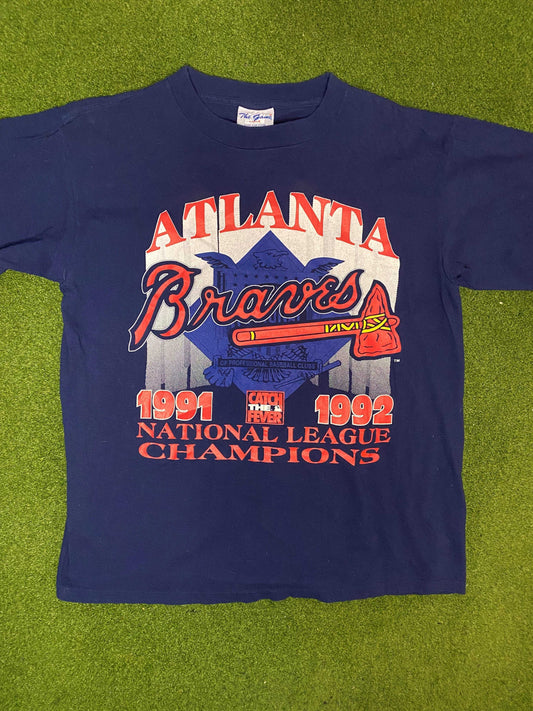 1992 Atlanta Braves - NL Champions - Vintage MLB Tee Shirt (Large) Gametime Vintage