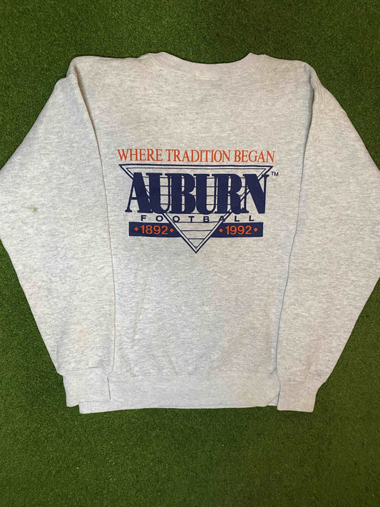 1992 Auburn Tigers - 100 Years - Double Sided - Vintage College Crewneck Sweatshirt (Small) - Gametime Vintage