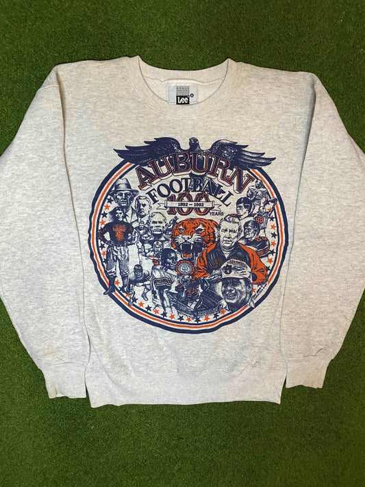 1992 Auburn Tigers - 100 Years - Double Sided - Vintage College Crewneck Sweatshirt (Small) Gametime Vintage