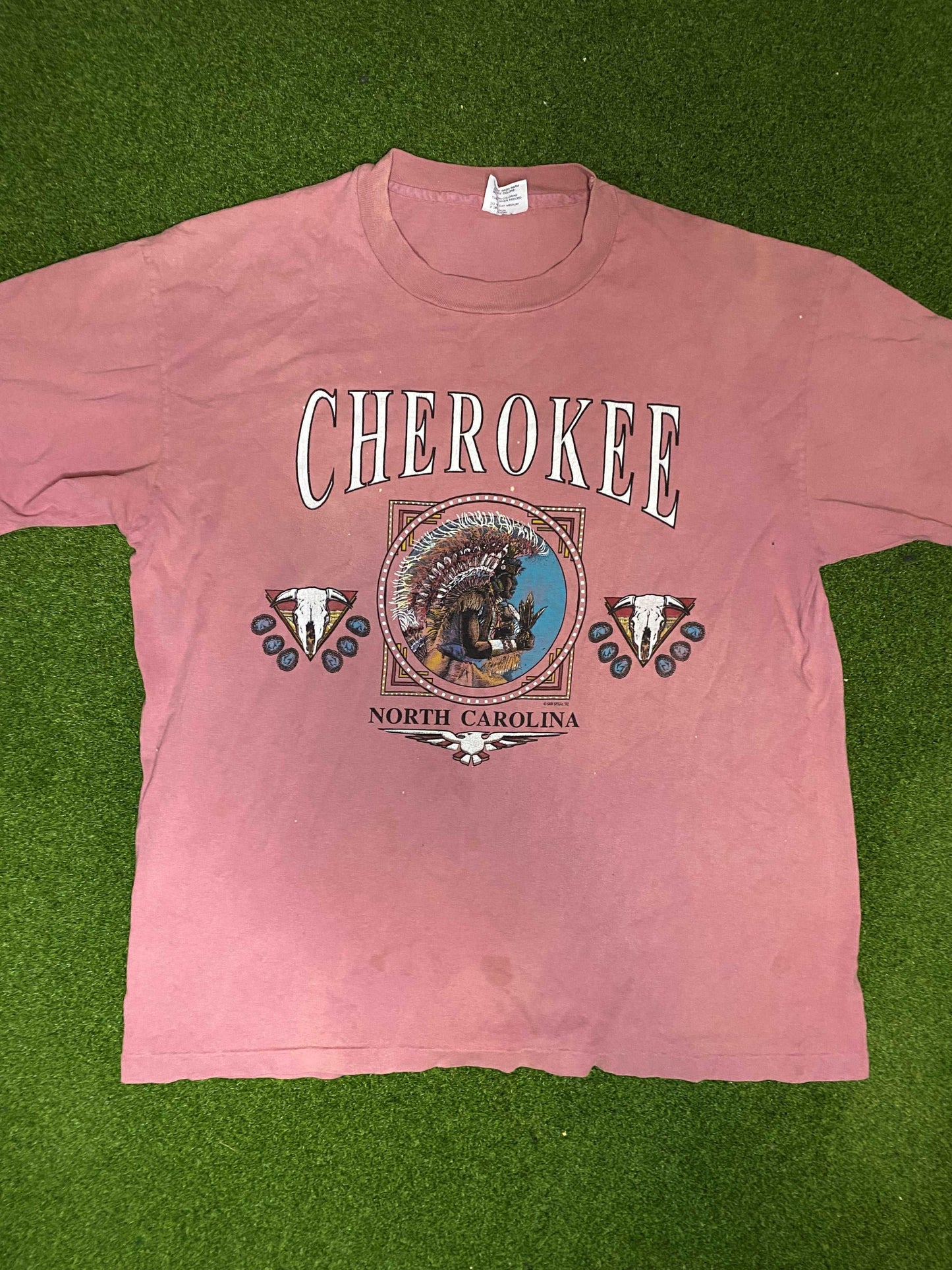 1992 Cherokee - North Carolina - Vintage Tee Shirt (Large) Gametime Vintage