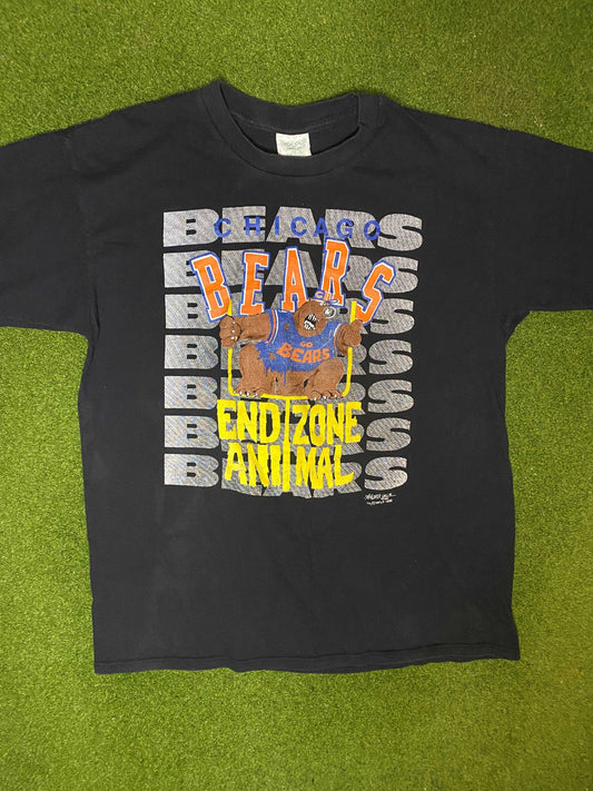 1992 Chicago Bears - End Zone Animal - Vintage NFL T-Shirt (XL) Gametime Vintage