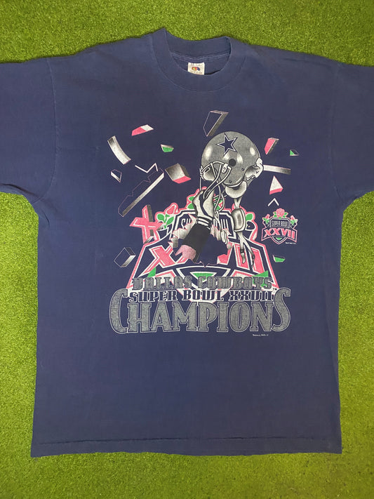 1992 Dallas Cowboys - Super Bowl XXVII Champions - Vintage NFL T-Shirt (XL) Gametime Vintage