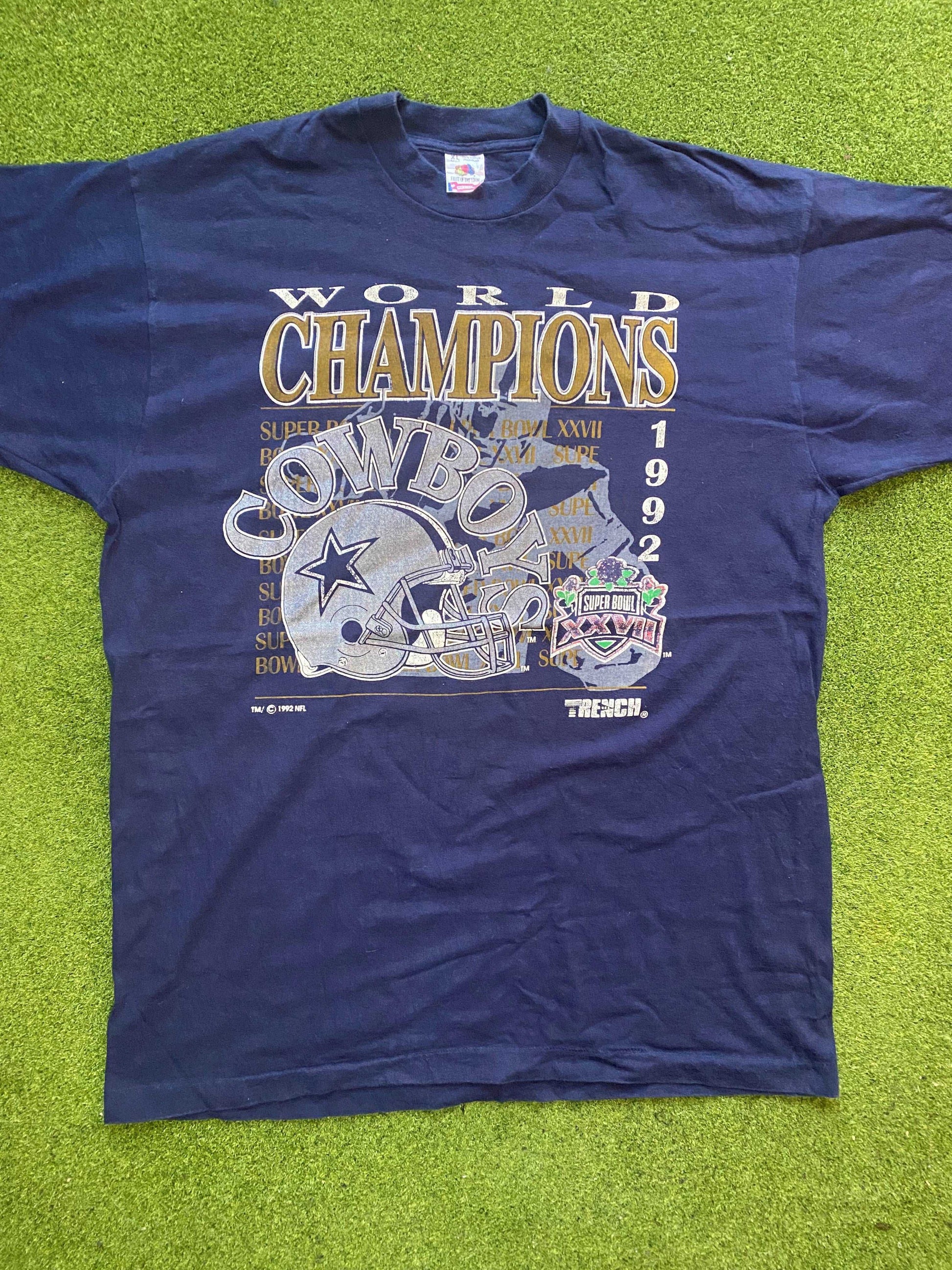 1992 Dallas Cowboys - World Champions - Vintage NFL T-Shirt (XL)