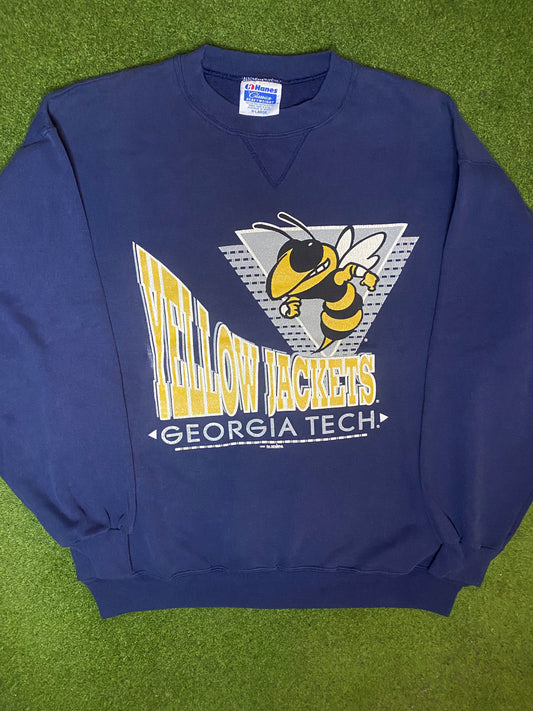 1992 Georgia Tech Yellow Jackets - Vintage College Sweatshirt (XL) Gametime Vintage