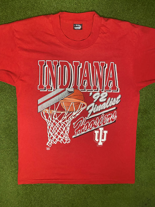 1992 Indiana Hoosiers - Finalist - Vintage College Basketball T-Shirt (Large) Gametime Vintage