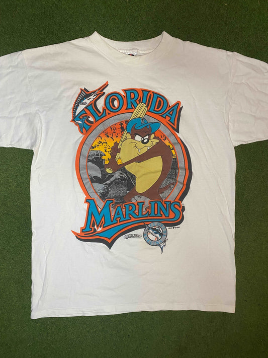 1992 Florida Marlins - Taz Crossover - Vintage MLB T-Shirt (XL)
