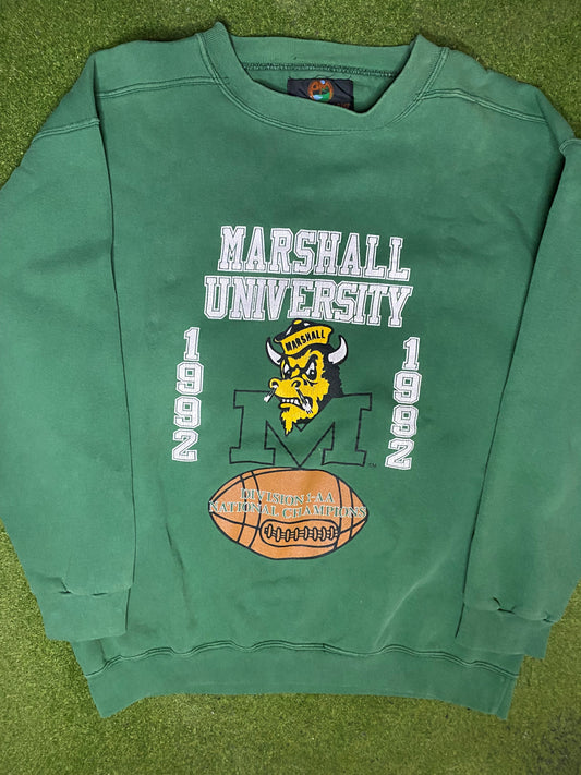 1992 Marshall Thundering Herd - National Champions - Vintage College Sweatshirt (XL) - Gametime Vintage