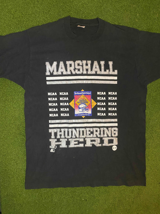 1992 Marshall Thundering Herd - Div 1-AA Championship - Vintage College Football T-Shirt (Large)