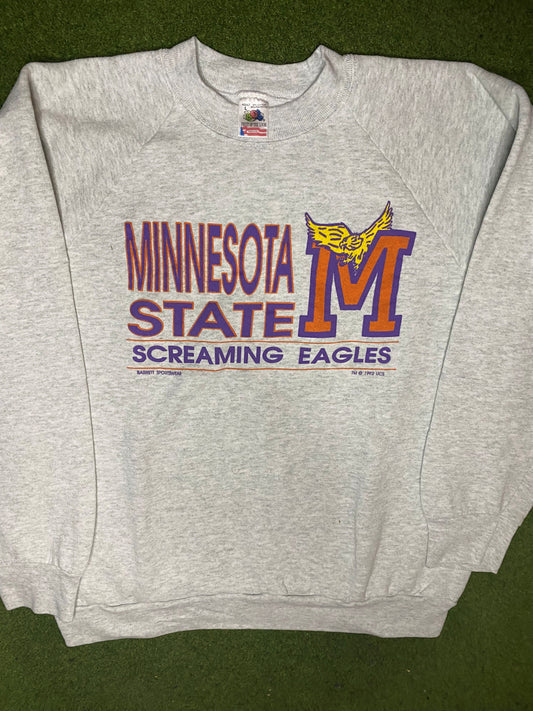 1992 Minnesota State Screaming Eagles - Vintage College Sweatshirt (Large) Gametime Vintage