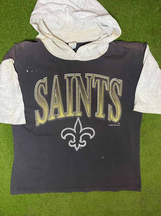 1992 New Orleans Saints - Vintage NFL T-Shirt Hoodie (Large) Gametime Vintage